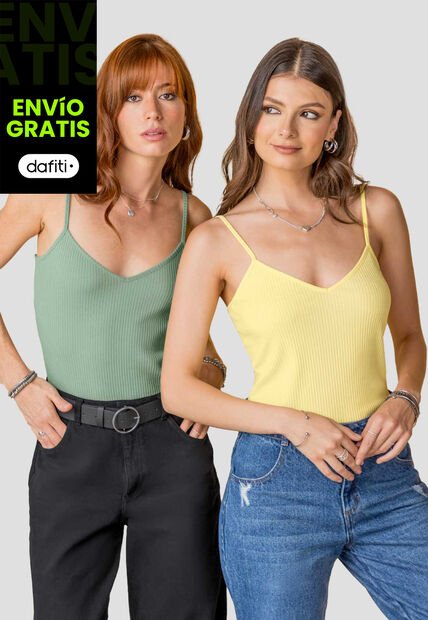 Camiseta Paq X2 Mujer Multicolor Rutta 101052