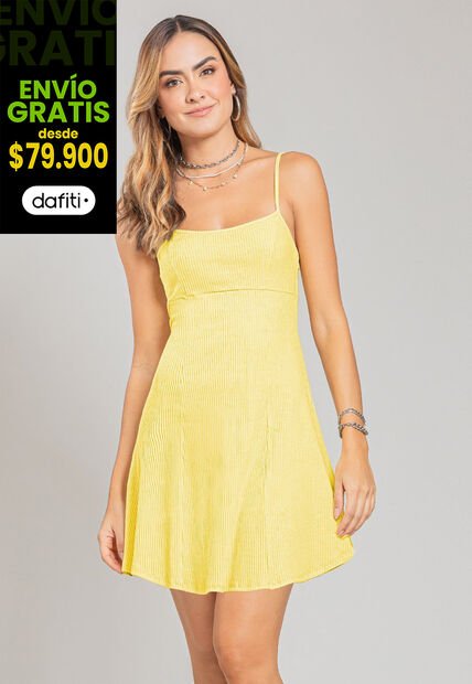 Vestido Corto Mujer Amarillo Pastel Rutta 107383