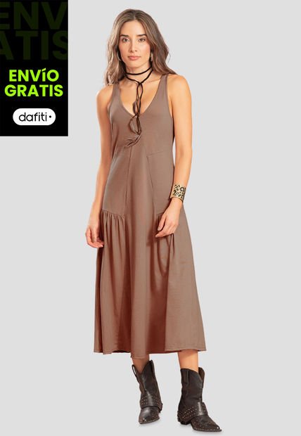 Vestido Largo Mujer Chocolate Rutta 104682