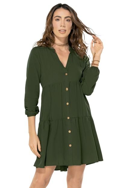Vestido Corto Para Mujer Verde Militar Rutta