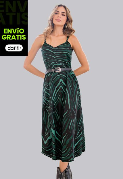 Vestido Largo Mujer Verde Rutta 101087
