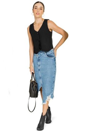 Falda Larga Mujer Azul Rutta 4479