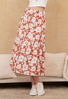 Falda Larga Mujer Terracota 91940