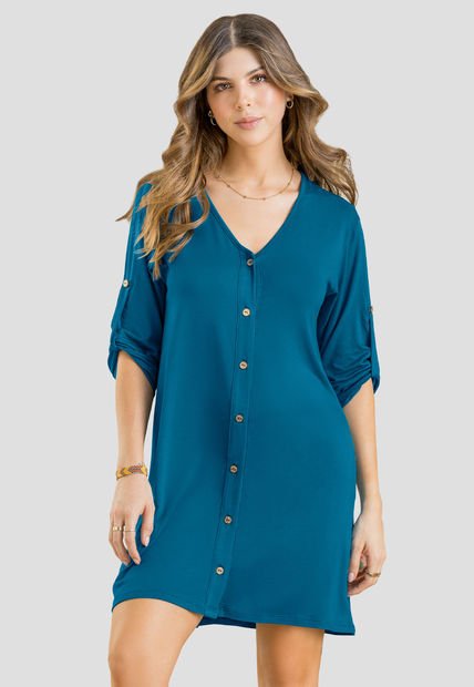 Vestido Corto Mujer Azul Petróleo Oscuro Rutta 102906