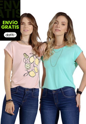 Camiseta Paq X2 Mujer Multicolor Rutta 32661 Rutta