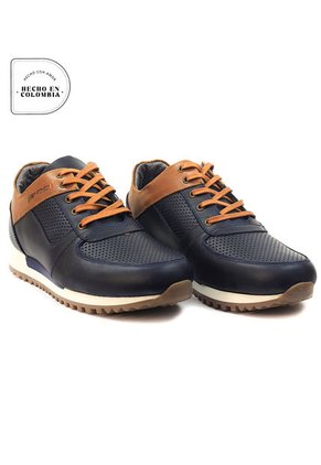 Zapatos San Polos Sneakers Hombre JCR394 Café Azul