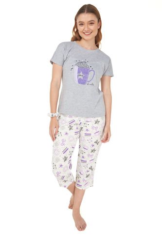 Pijama Capri Mujer Agatha Gris Pastel Santana Santana