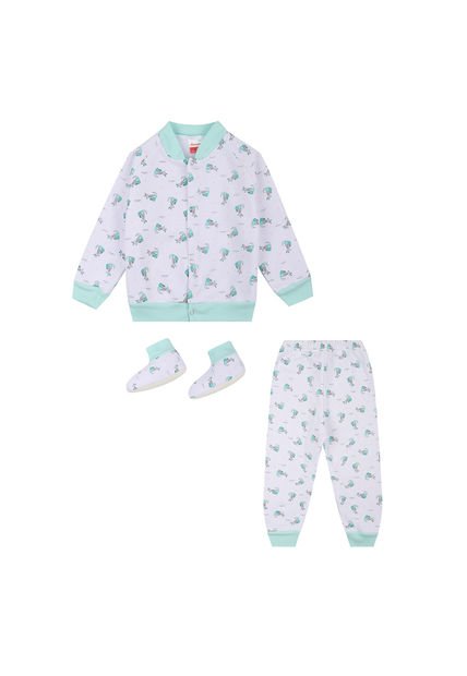 Pijama Niño Térmica 3 Piezas Estampado Verde Menta Santana