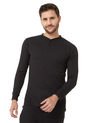 Camiseta Hombre Manga Larga Negra Henley Santana de Santana
