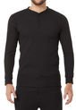 Camiseta Hombre Manga Larga Negra Henley Santana de Santana
