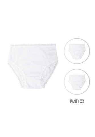 Santana - Panty Clásico Niña Con Encaje Blanco X3 Unidades Santana