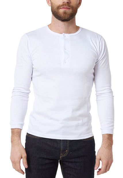 Camiseta manga larga con botones hombre outlet