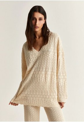 Sweater Pointelle Long 44409ECRUL Multicolor