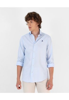 Camisa Rayas Calavera Contraste Scalpers Blue