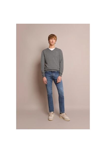 Jersey Cuello Pico Calavera K12743GREYM Gris