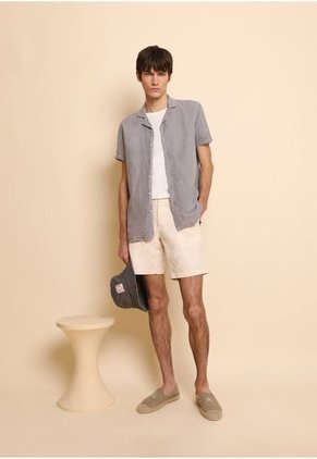 Camisa Hawaian Linen Ss Shirt Grey Scalpers