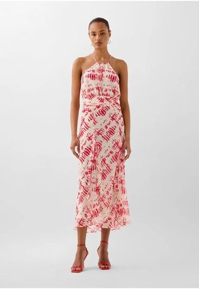 Vestido Ruffle Sleeve 59802WHITE/REDL Multicolor