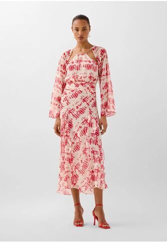 Vestido Ruffle Sleeve 59802WHITE/REDL Multicolor Scalpers