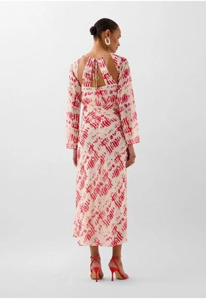 Vestido Ruffle Sleeve 59802WHITE/REDL Multicolor