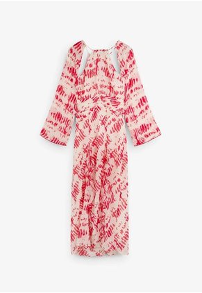 Vestido Ruffle Sleeve 59802WHITE/REDL Multicolor