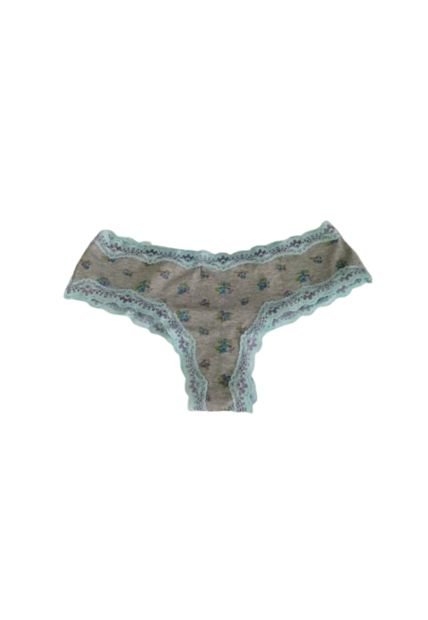 Panties Hipster Algodon Encaje Gris Violeta