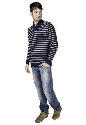 Sweater Selected Azul-Blanco