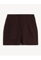 Short Tejido Plano Con Pinzas  Para Mujer Café Seven Seven de Seven Seven