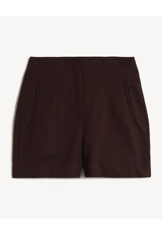 Short Tejido Plano Con Pinzas  Para Mujer Café Seven Seven Seven Seven