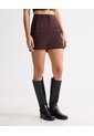 Short Tejido Plano Con Pinzas  Para Mujer Café Seven Seven de Seven Seven