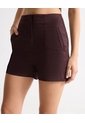Short Tejido Plano Con Pinzas  Para Mujer Café Seven Seven de Seven Seven