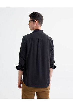 Camisa Para Hombre Manga Larga Sin Bolsillo Cuello Casual M Color Negro Marca Seven Seven #45012103