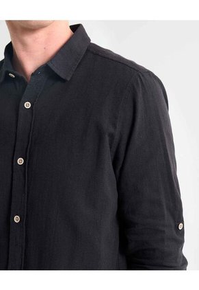 Camisa Para Hombre Manga Larga Sin Bolsillo Cuello Casual M Color Negro Marca Seven Seven #45012103