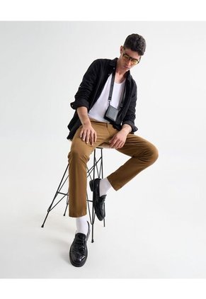 Camisa Para Hombre Manga Larga Sin Bolsillo Cuello Casual M Color Negro Marca Seven Seven #45012103