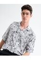 Camisa Resort Estampada  Para Hombre Gris Seven Seven de Seven Seven