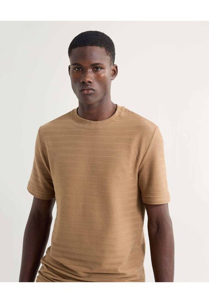 Camiseta Para Hombre Manga Corta Cuello Redondo Color Camel Marca Seven Seven #45092680