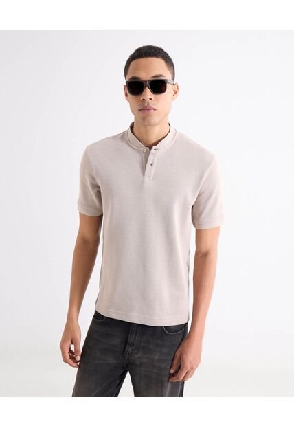 Polo  Para Hombre Cuello Tejido Sin Bolsillo Color Taupe Marca Seven Seven #45110935