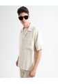Camisa Para Hombre Manga Corta  Color Beige Marca Seven Seven #45012099 de Seven Seven