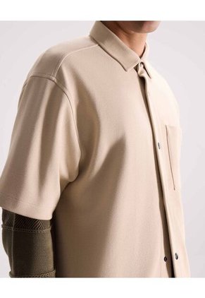 Camisa  Para Hombre Sobrecamisa Manga Corta Color Beige Marca Seven Seven #45017662