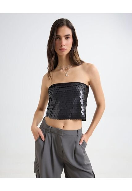 Blusa Para Mujer Manga Sisa Color Negro Marca Seven Seven #28124028