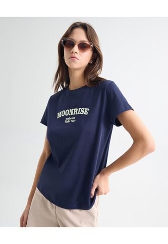 Camiseta Para Mujer Manga Corta Cuello Redondo Color Azul Oscuro Marca Seven Seven #28096068 Seven Seven