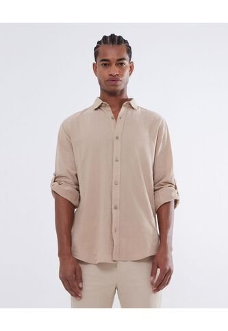 Camisa Para Hombre Manga Larga  Color Camel Marca Seven Seven #45012037 Seven Seven