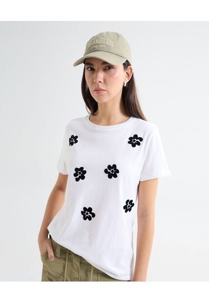 Camiseta Para Mujer Manga Corta Cuello Redondo Color Crudo Marca Seven Seven #28096199