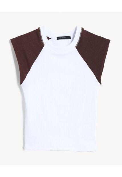 Camiseta Para Mujer Manga Corta Cuello Redondo Color Crudo Marca Seven Seven #28096450