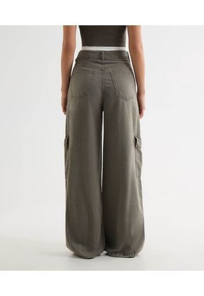 Jean Cargo Verde Oliva  Para Mujer Gris Seven Seven