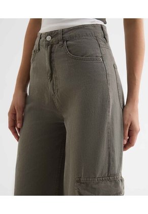 Jean Cargo Verde Oliva  Para Mujer Gris Seven Seven