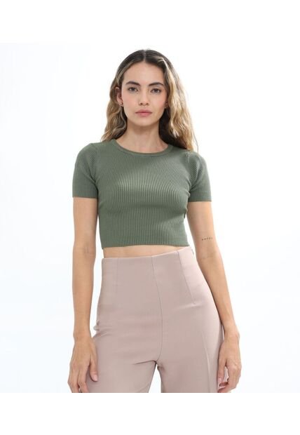 Camiseta Para Mujer Manga Corta Color Verde  Marca Seven Seven #28095882