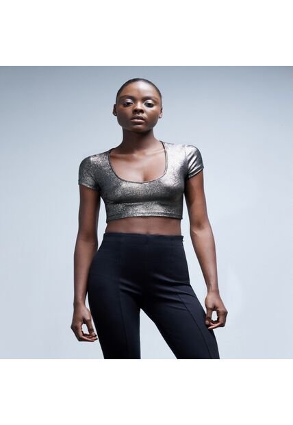 Crop Top Para Mujer Manga Corta Color Amarillo  Marca Seven Seven #28095608