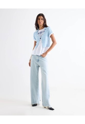 Jean Wide Leg Ruedo Deshecho  Para Mujer Azul Seven Seven Seven Seven