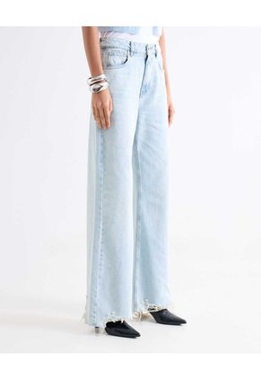 Jean Wide Leg Ruedo Deshecho  Para Mujer Azul Seven Seven