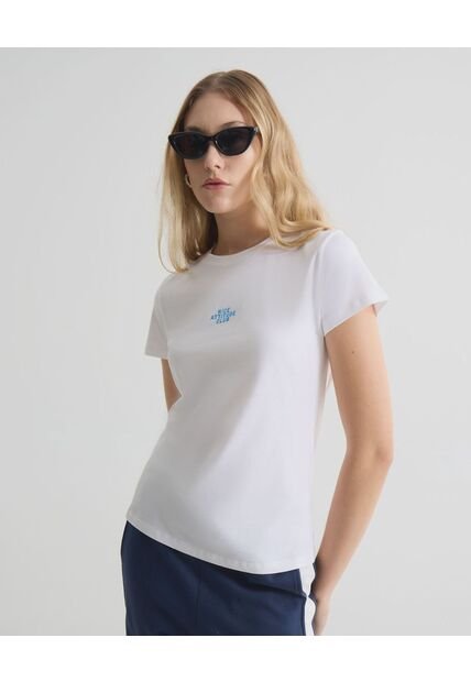 Camiseta Para Mujer Manga Corta Cuello Redondo Color Marfil Marca Seven Seven #28096366